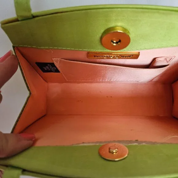 PRESTON & YORK Lime Green Butterfly Jeweled Purse, Prom / Evening / Cocktail - Picture 6 of 11